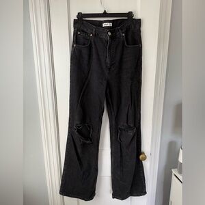 Pull&Bear High Waist Wide Leg Charcoal Denim Jeans